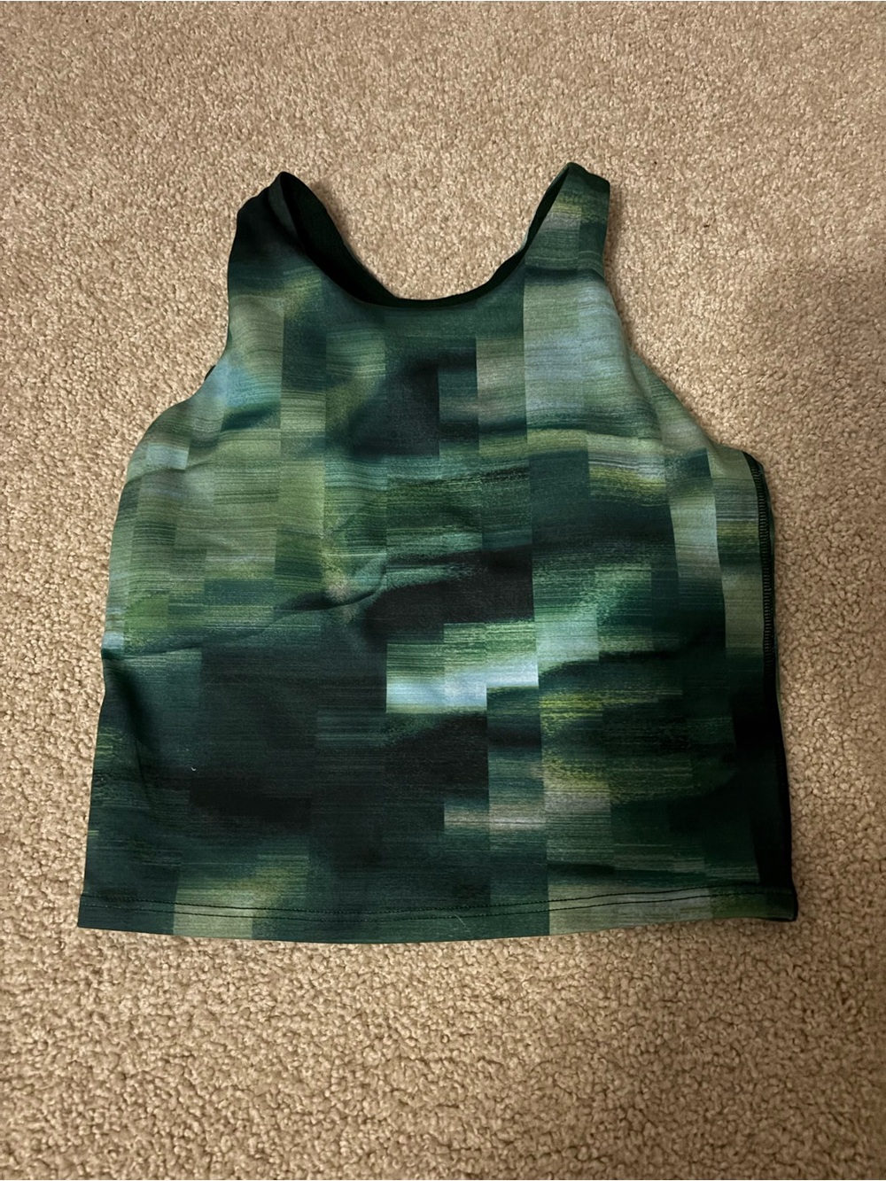 Girls athleta girl green long distance bra athletic tank sz  12. Removable cups